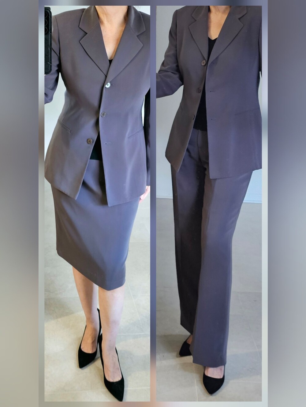 Kasper Three Piece Gray Suit — Blazer with Skirt or Pants 10
